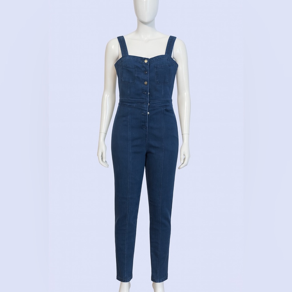Haute Monde Navy Denim Jumpsuit